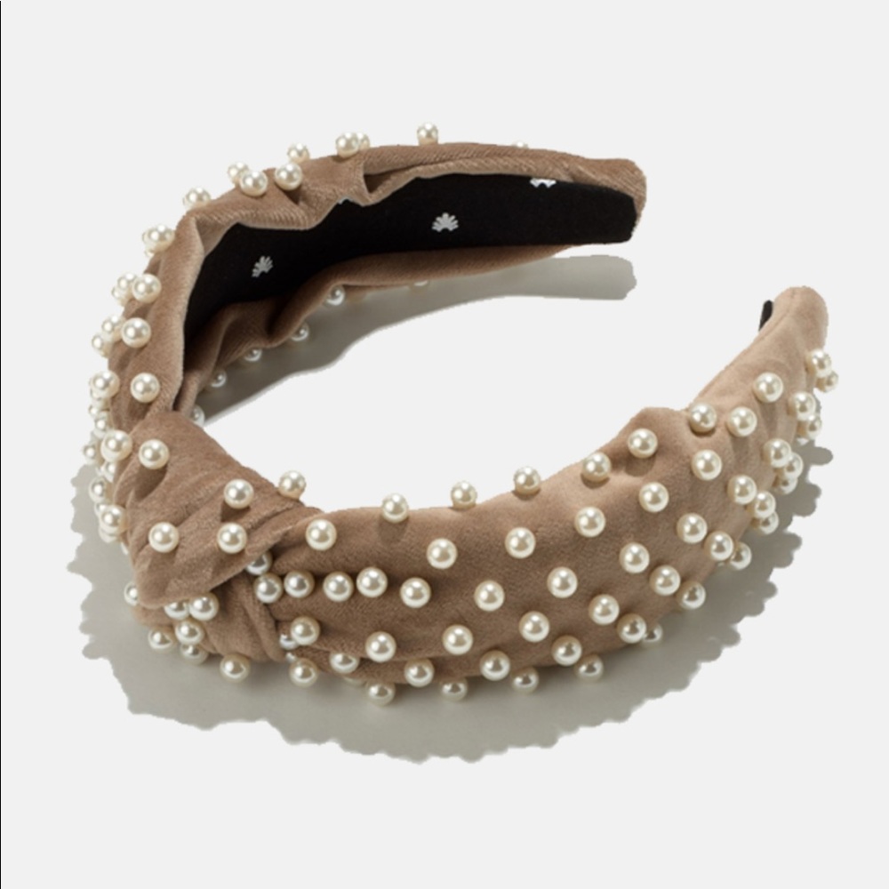 Lele Sadoughi Desert Tan Pearl Headband